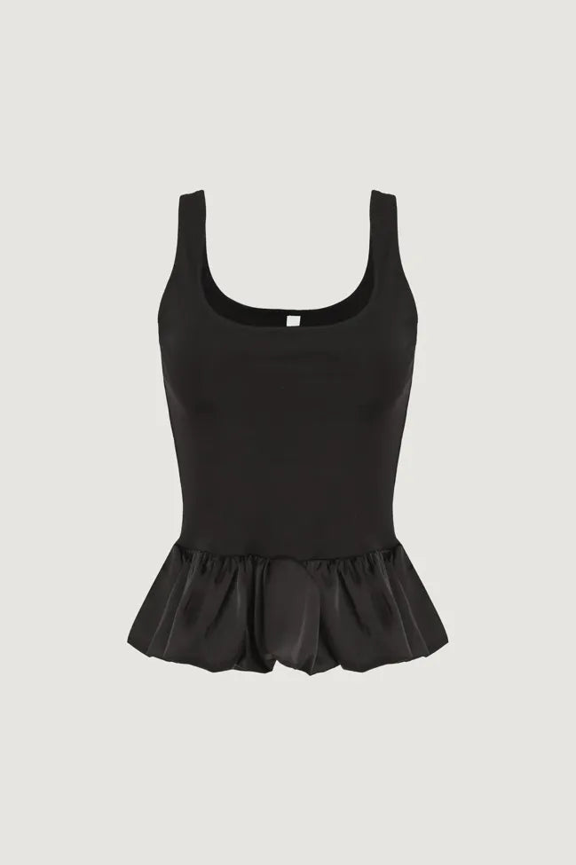 Solid Black Peplum Top