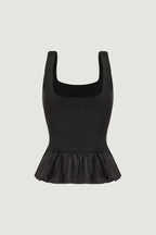 Solid Black Peplum Top