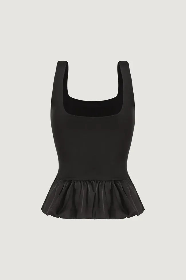 Solid Black Peplum Top