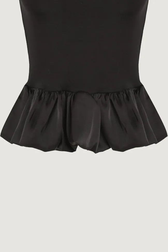 Solid Black Peplum Top