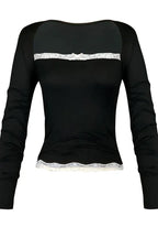 Lace Detail Ribbed Top
