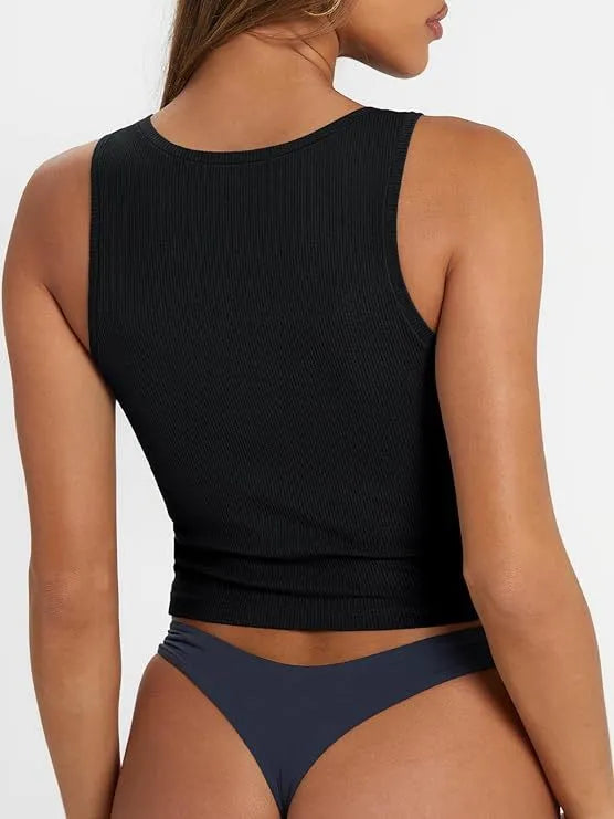 Black Square Neck Tank Top