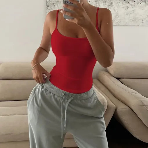 Red Solid Cami Top