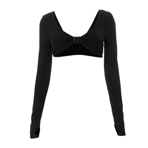 Black Twisted Detail Scoop Neck Crop Top