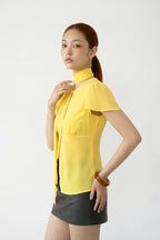 Yellow Cut Out Top With Scarf