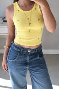 Yellow Fruit Printed Tank Top