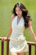 Light Yellow Halter Coord Set