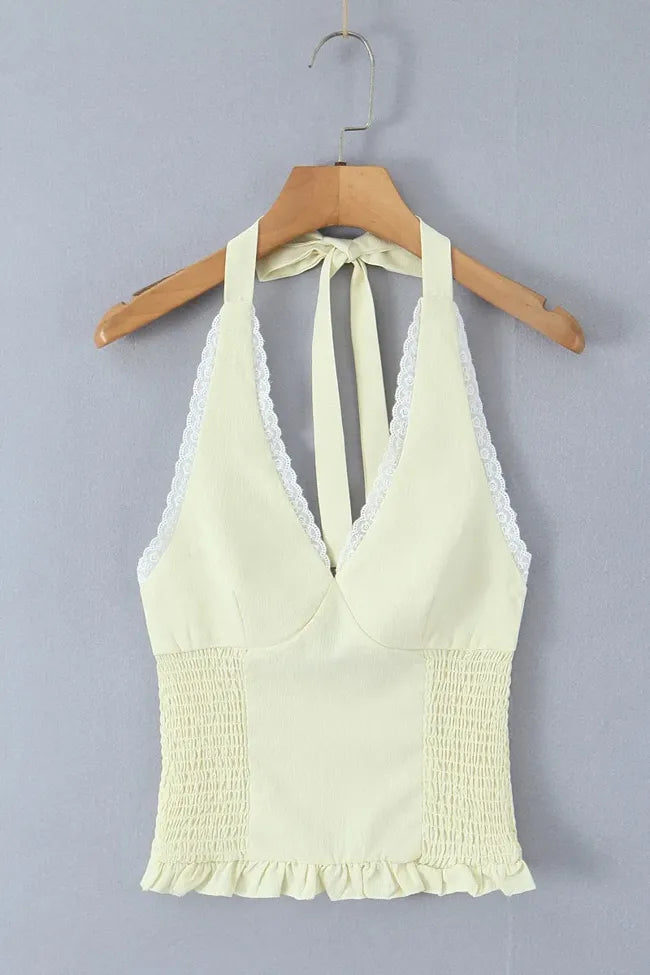 Light Yellow Halter Coord Set
