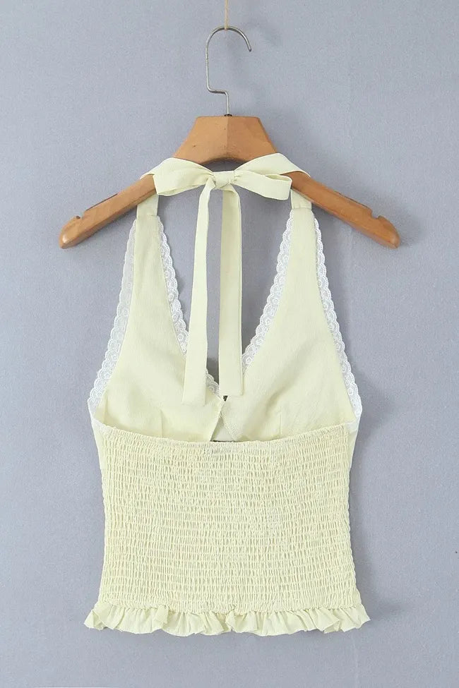 Light Yellow Halter Coord Set