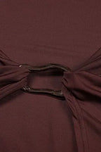 Dark Brown Ruched Wrap Maxi Dress