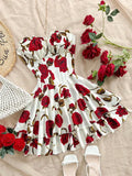 White Floral Layered Mini Dress