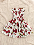 White Floral Layered Mini Dress