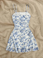 White Floral Fit Flare Mini Dress