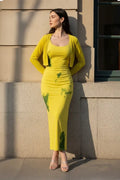 Yellow Tie-Dye Maxi Dress With Shrug
