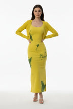 Yellow Tie-Dye Maxi Dress With Shrug
