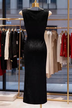 Black Cowl Neck Midi Dress