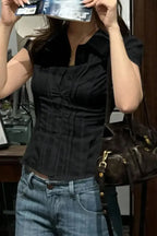 Black Solid Buttoned Shirt