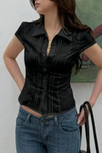 Black Solid Buttoned Shirt