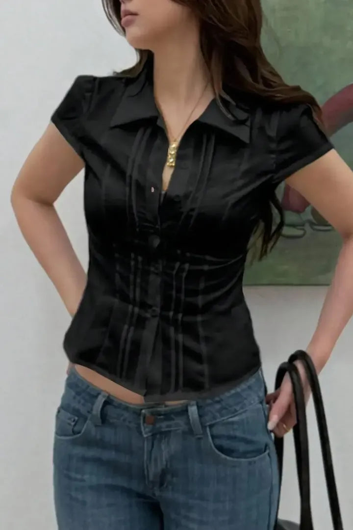 Black Solid Buttoned Shirt