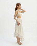 Off White Draped Asymmetric Skirt