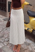 White Polka Dot Mid Rise Skirt