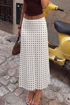 White Polka Dot Mid Rise Skirt