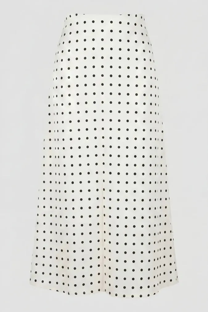 White Polka Dot Mid Rise Skirt