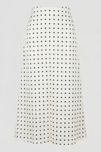 White Polka Dot Mid Rise Skirt