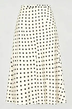 White Polka Dot Mid Rise Skirt