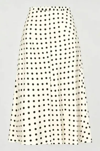 White Polka Dot Mid Rise Skirt