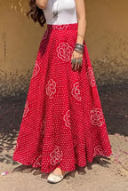 Red Ethnic Printed Skirt