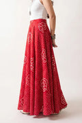 Red Ethnic Printed Skirt