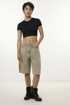 Black Solid Cropped Top