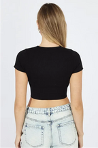 Black Typography Crew Neck Tshirt