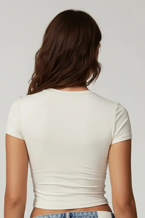 Off White Graphic Crew Neck Crop T-Shirt