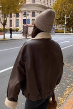 Dark Brown Fleece Lined PU Jacket