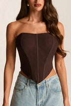 Dark Brown Solid Tube Top