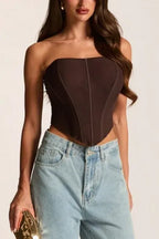 Dark Brown Solid Tube Top
