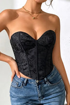Black Brocade Corset Top