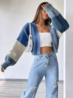 Blue Colourblocked Cardigan