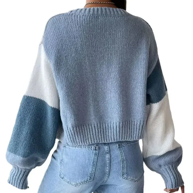 Blue Colourblocked Cardigan
