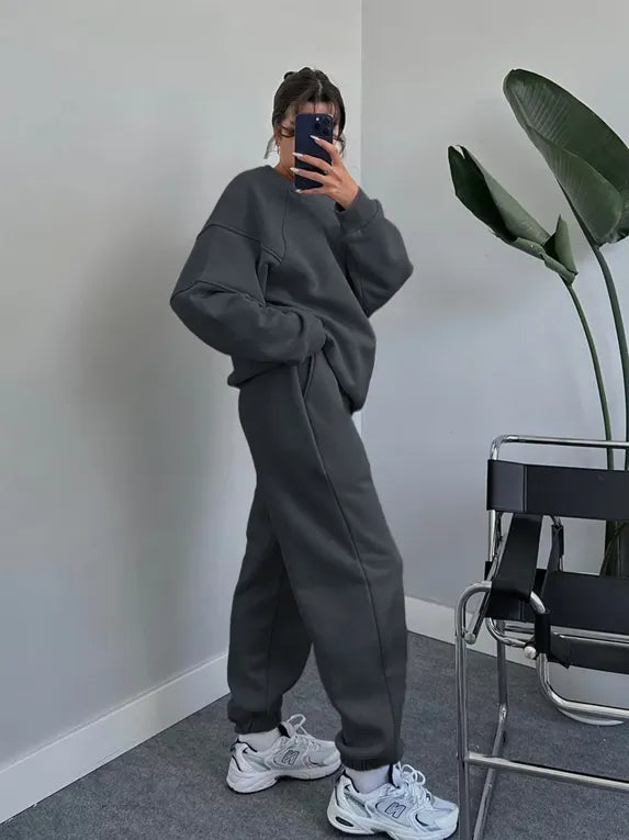 Dark Grey Solid Co-Ord Set