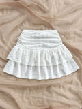 White Solid Flared Micro Mini Skirt