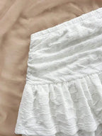 White Solid Flared Micro Mini Skirt