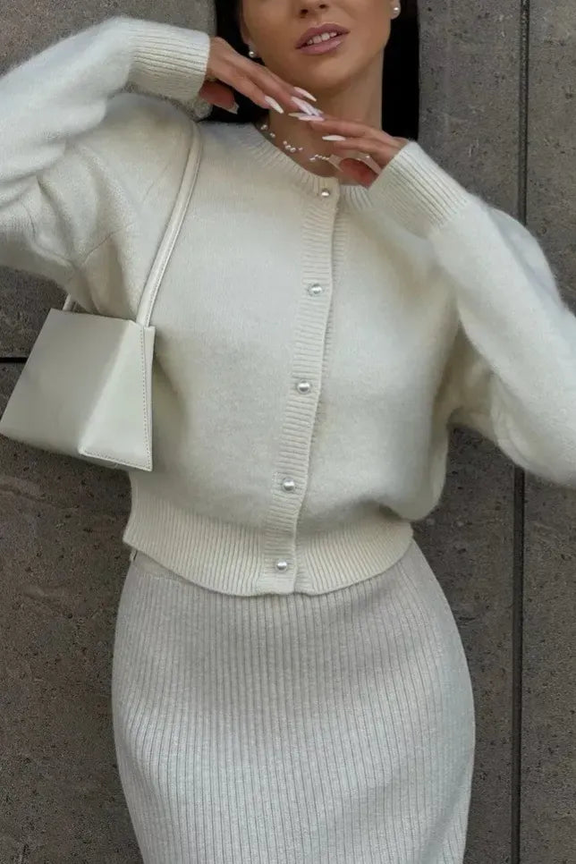 Off White Buttoned Down Cardigan