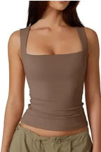 Light Brown Square Neck Top