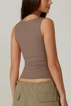 Light Brown Square Neck Top