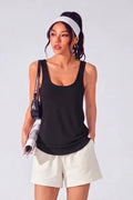 Black Solid Razor-Back Top