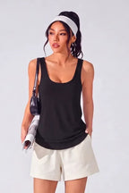 Black Solid Razor-Back Top