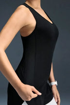 Black Solid Razor-Back Top